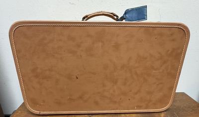 Vintage / Antique Tan or light Brown Leather Suitcase