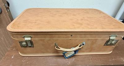 Vintage / Antique Tan or light Brown Leather Suitcase