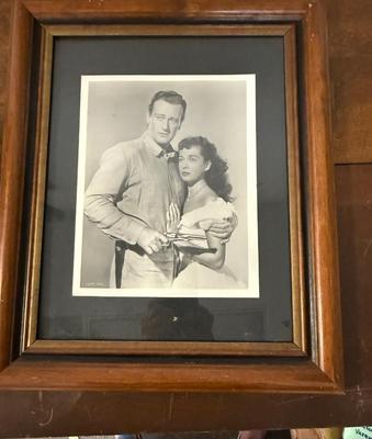 Framed Vintage Photo: John Wayne and Gail Russel