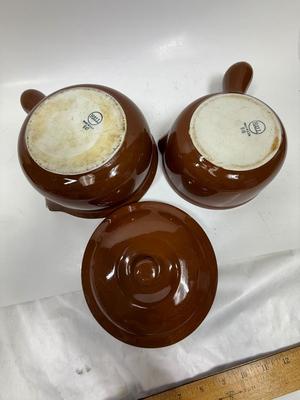 Pair Of Hall French Onion Soup Bowls With 1 Lid