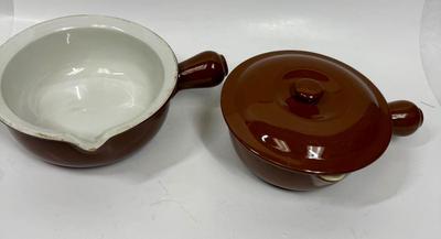 Pair Of Hall French Onion Soup Bowls With 1 Lid