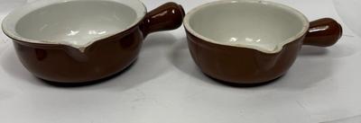 Pair Of Hall French Onion Soup Bowls With 1 Lid