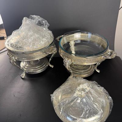 Two silver-plated chafing dishes
