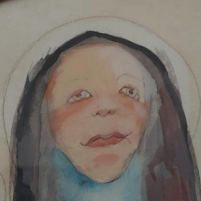 Three Original Religious Watercolor Portraits (PB-BBL)