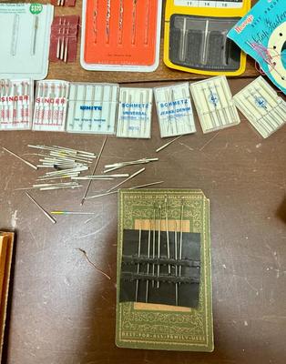 Vintage Sewing Notions Lot - mostly needles, pins - needles in antique paper card booklets