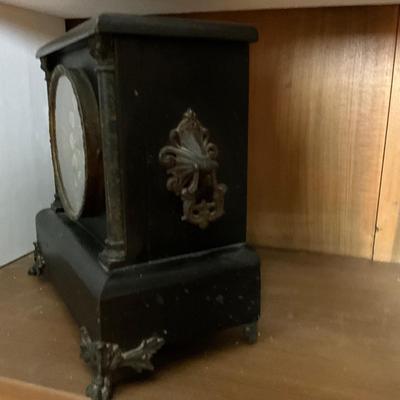 UBC1497 Antique Black Sessions Clock Co. Mantle clock