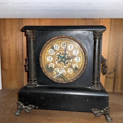 UBC1497 Antique Black Sessions Clock Co. Mantle clock
