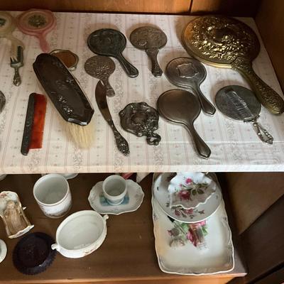 UBC1501 Lot of Miniature Hand Mirrors and Small China Sets