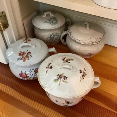 UBC1506 Lot of Four Porcelain and Ironstone Chamber Pots