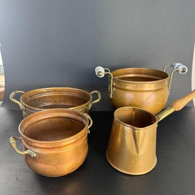 Lot of 4 Antique Copper Pots