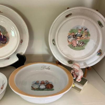 UBC1510 Large Lot of Antique Porcelain Baby & Alphabet Plates