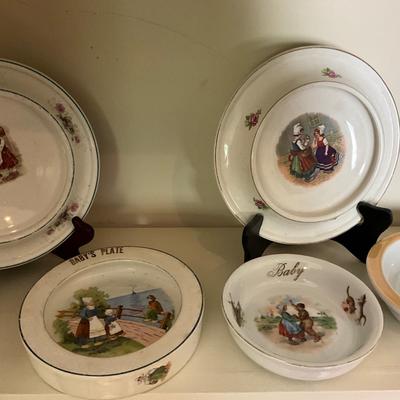UBC1510 Large Lot of Antique Porcelain Baby & Alphabet Plates