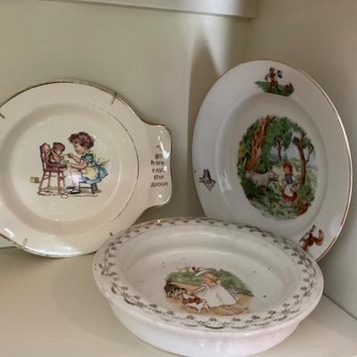 UBC1510 Large Lot of Antique Porcelain Baby & Alphabet Plates