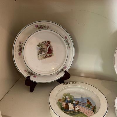 UBC1510 Large Lot of Antique Porcelain Baby & Alphabet Plates