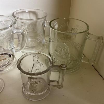 UBC1511 Lot of Antique Children's Baby Plates and Pressed Glass Mugs and Bowls