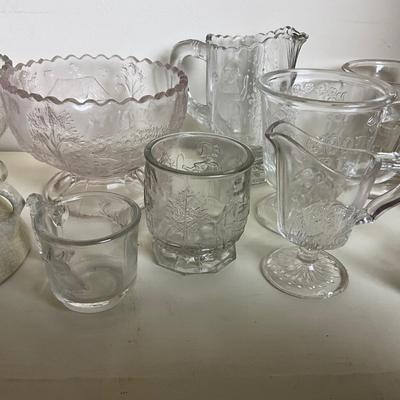 UBC1511 Lot of Antique Children's Baby Plates and Pressed Glass Mugs and Bowls