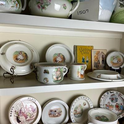 UBC1513 Lot of Antique Baby Plates and Books