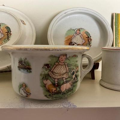 UBC1513 Lot of Antique Baby Plates and Books