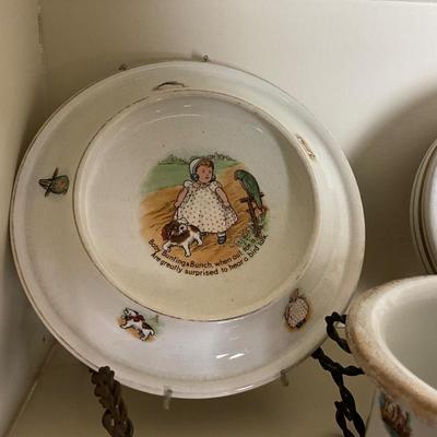 UBC1513 Lot of Antique Baby Plates and Books