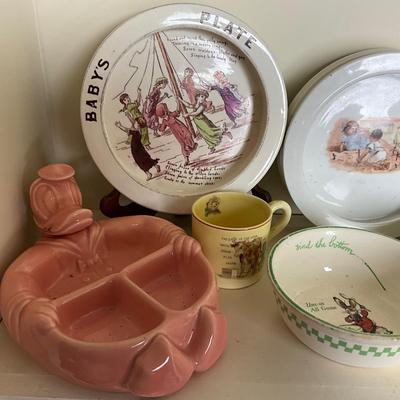 UBC1514 Lot of Vintage and Antique Donald Duck Warming Baby Plate and More