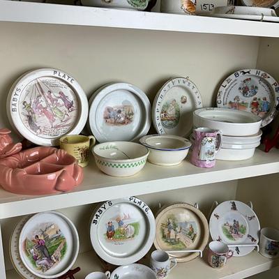 UBC1514 Lot of Vintage and Antique Donald Duck Warming Baby Plate and More