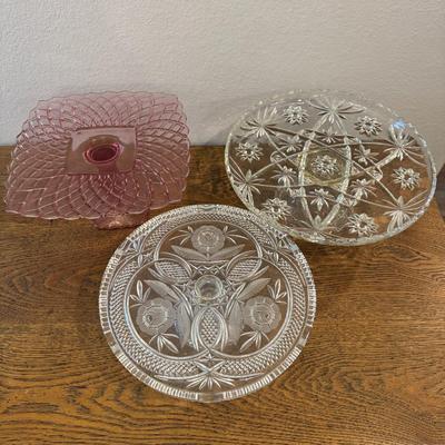 Lot of 3 - Glass Cake Stands
