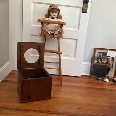 UBA1518 Vintage Ideal Doll with High Chair and Agate Wooden Potty