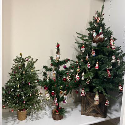 UBC1520 Lot of Three Decorated Christmas Trees- Shiny brite Patience Brewster and more