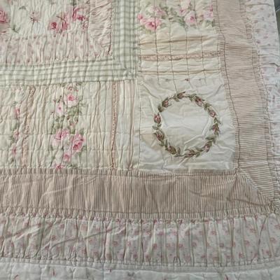UBC1478 Vintage Matelasse Blanket and Floral Quilt Qn Bedding set