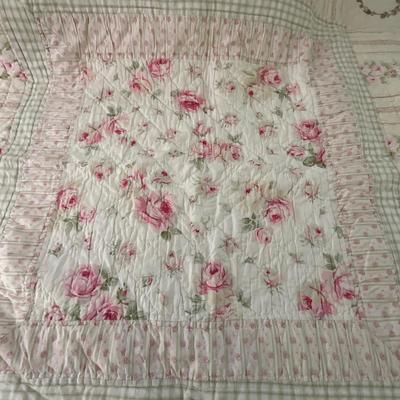 UBC1478 Vintage Matelasse Blanket and Floral Quilt Qn Bedding set