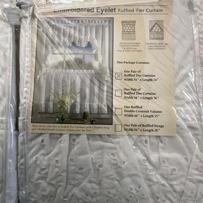 UBC1484 Lot of 2 Pairs of NEW Curtains White Eyelet