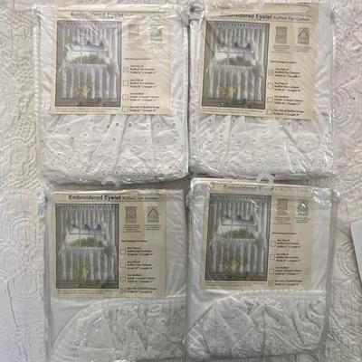 UBC1484 Lot of 2 Pairs of NEW Curtains White Eyelet