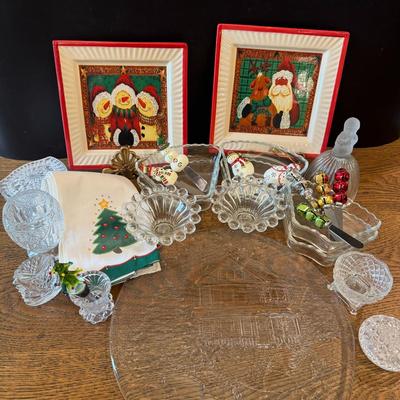 Huge Lot of Christmas Decor and Glass Bowls