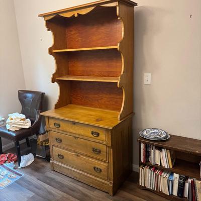 Three Drawer Antique Buffet Hutch