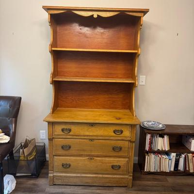 Three Drawer Antique Buffet Hutch