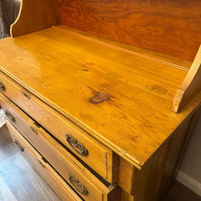 Three Drawer Antique Buffet Hutch