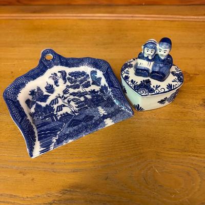 Vintage Blue Dustpan and Trinket box