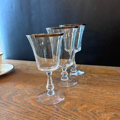HUGE SET Fostoria Sheffield Platinum Trim Glassware