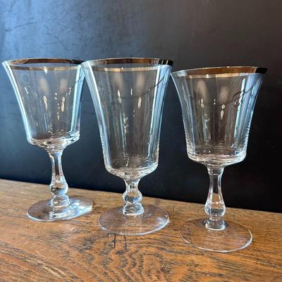 HUGE SET Fostoria Sheffield Platinum Trim Glassware
