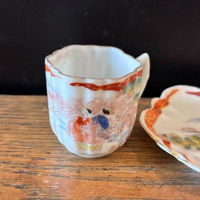 China Teacup, saucer, and Wedgwood plate, signed
