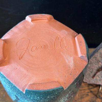 Moose-themed pottery and Granite art