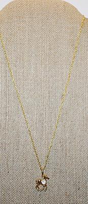 Bright Gold Colored HORSE CHARM/PENDANT (¾" x ½") with a Single Round Clear Stone and a Gold Tone Necklace Chain 17" L