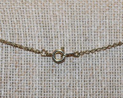Mother-of-Pearl Odd-Shaped Marble PENDANT (½" Circ.) on a Brass Colored Necklace Chain 14" L