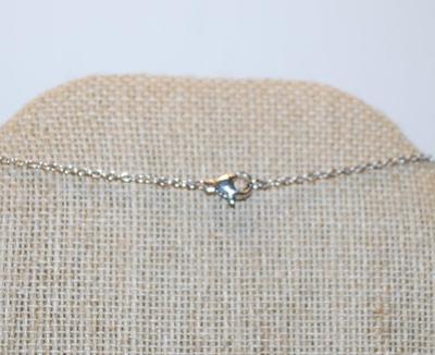 Heart Shaped Blue Stone PENDANT (¾" x ¾") in a Heart Full Surround Setting on a Silver Tone Necklace Chain 18" L