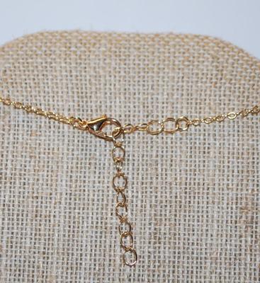 Cranberry Red Long Prism PENDANT (1½" x ½") on a Gold Tone Necklace Chain 18" L