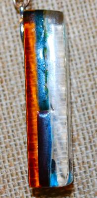 Colorful Acrylic Rectangle PENDANT (1¾" x ¼") on a Silver Tone Adjustable Necklace Chain 16"-18" L