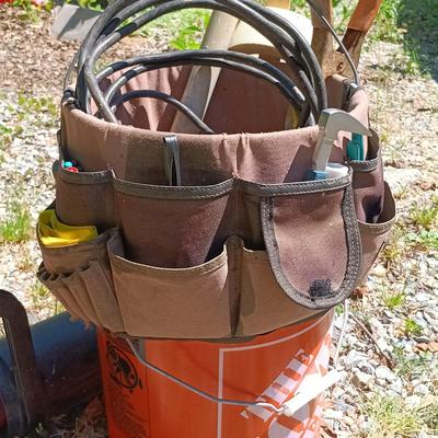 LOT 1: Garage Finds- Bucket Tool Bag and Contica Tool Box with Tools