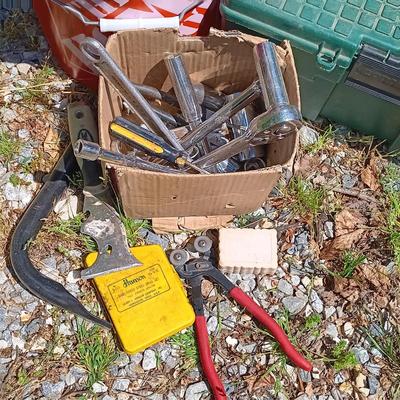 LOT 1: Garage Finds- Bucket Tool Bag and Contica Tool Box with Tools