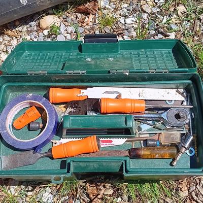 LOT 1: Garage Finds- Bucket Tool Bag and Contica Tool Box with Tools