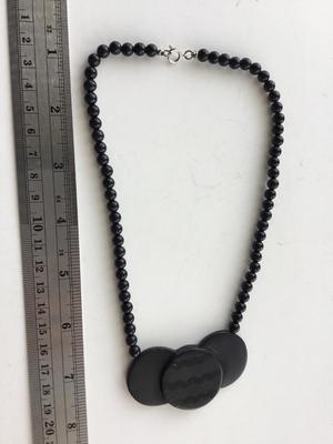 Unmarked black beaded collar necklace